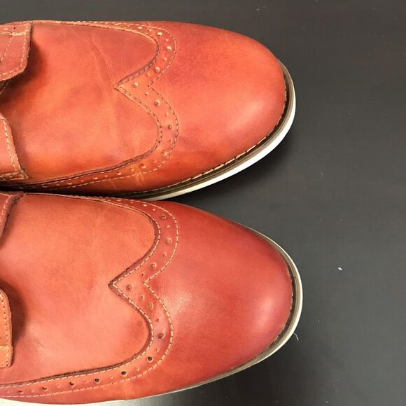 Vostey Milan Cognac Orange Leather Wingtip Dress Lace Up Shoes Men’s Size US 11 - Picture 14 of 14